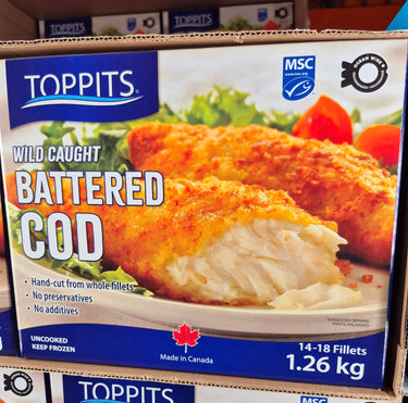 Toppits Wild Caught Battered Cod - 1 x 1.26 KG